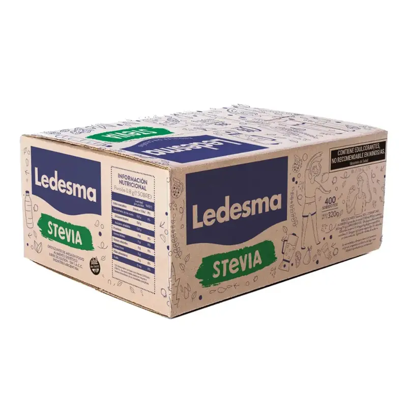 Edulcorante Ledesma Stevia, caja de 400 sobres