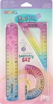 Set de Geometría de 3 piezas flexibles Keyroad Glitter Pastel