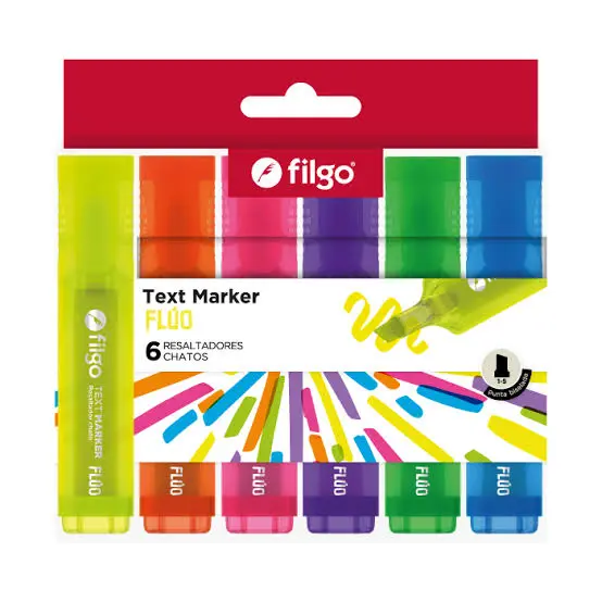 Resaltador Chato Filgo Text Marker Surtido x 6