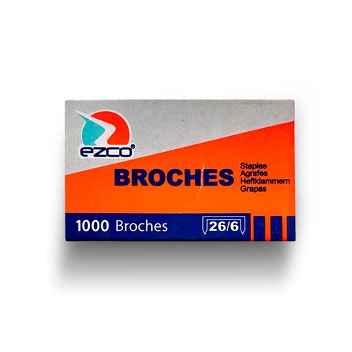 [EZCOBRO266] Broches Ezco N°26/6, caja de 1000 unidades