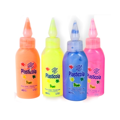 [PLASTFLUOX6] Adhesivo vinílico flúo Plasticola, 40g. pack de 6 unidades