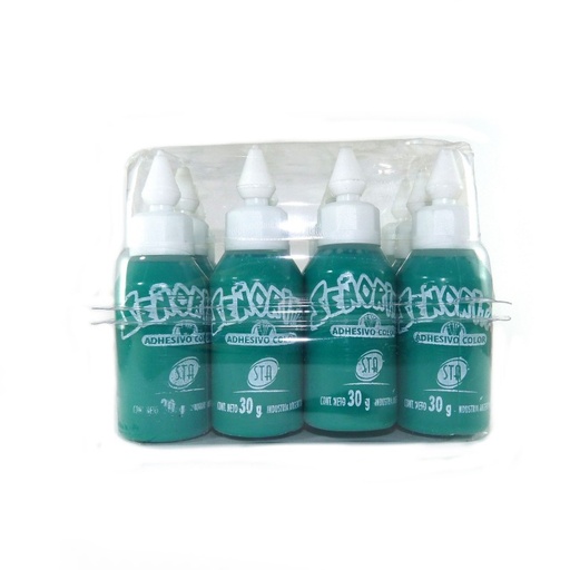 [STAADVERDX12] Adhesivo vinílico Señorita verde, 30g. pack de 12 unidades