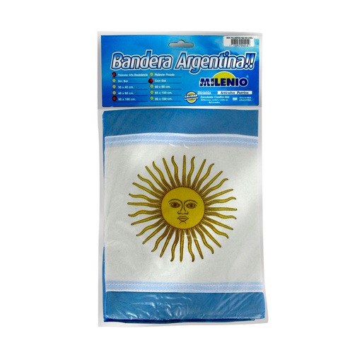 [BANSOL90X144] Bandera Argentina con sol Nuevo Milenio de poliamida, 90 x 144cm.