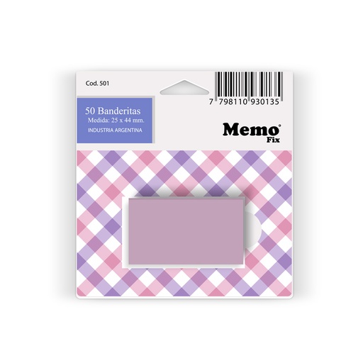 [MEMOBANPLIL] Banderitas MemoFix lila pastel, blister de 50 unidades