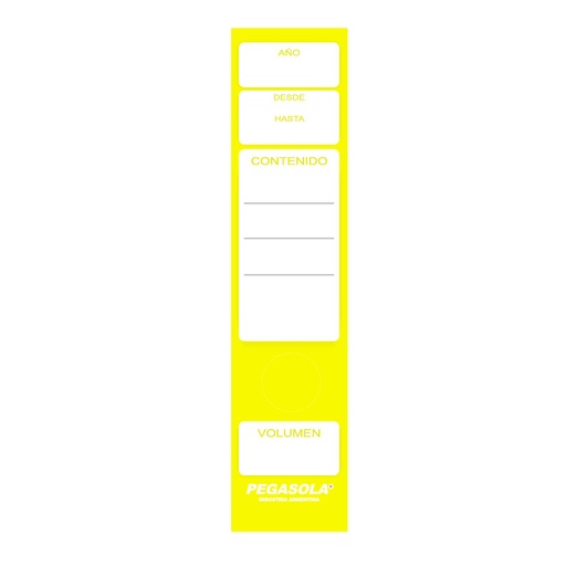 [LOMOBIBLAMAR] Lomo autoadhesivo para bibliorato amarillo, pack de 20 unidades