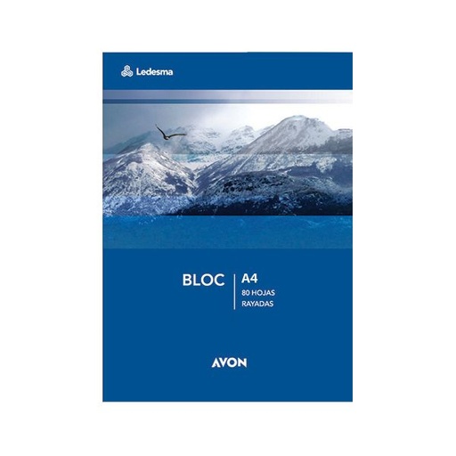 [AVONBKA480R] Block A4 Emblocado Avon, 80 hojas rayadas perforadas