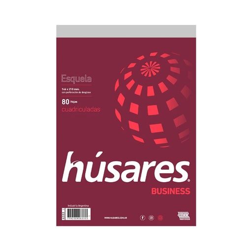 [HUSARES6333] Block A5 emblocado Húsares Business, 80 hojas cuadriculadas