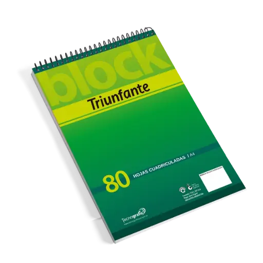 [TRIUNFESPA4C] Block A4 espiralado Triunfante, 80 hojas cuadriculadas