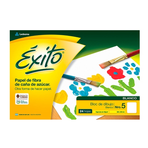 [EXITOBKBLAN5] Block de dibujo Éxito N°5, 24 hojas lisas blancas