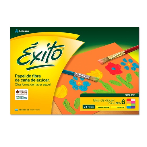 [EXITOBKCOLO6] Block de dibujo Éxito N°6, 24 hojas lisas color