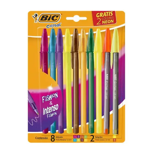 [BICFASHION10] Bolígrafo Bic Fashion, blister de 10 colores (8 + 2 Neón)