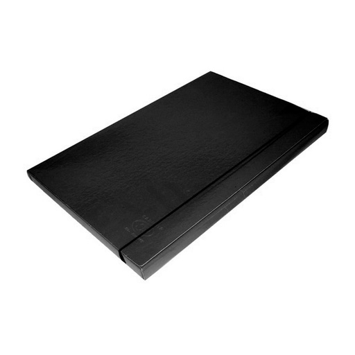 [CAJAFIBRA2] Caja con elástico, de fibra Oficio negra, 20mm.