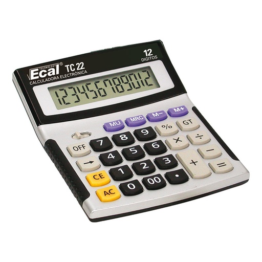 [ECALTC22] Calculadora Ecal TC-22 Chica Med.127x107x21mm 12Díg.