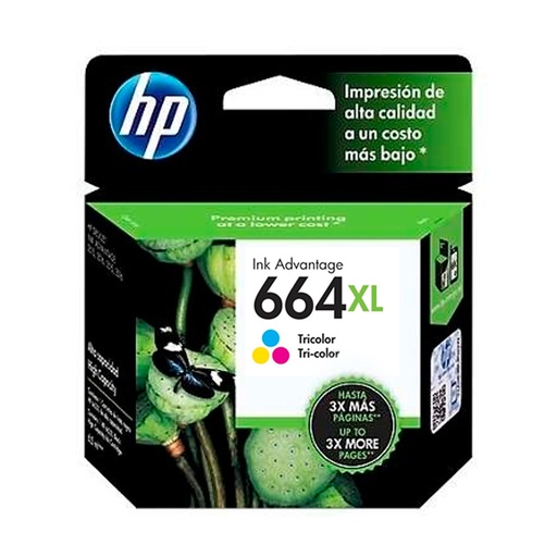 [HPCAR664XLC] CARTUCHO ORIGINAL HP 664XL F6V30AL, Alto Rendimiento, Tricolor