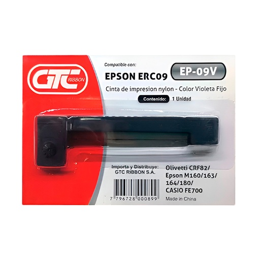[CINTAERC09P] Cinta Alternativa GTC EP-09V compatible con Epson ERC09 violeta