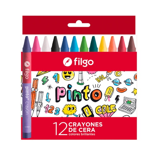 [FILGOCRAY12] Crayones de cera Filgo Pinto, caja de 12 colores