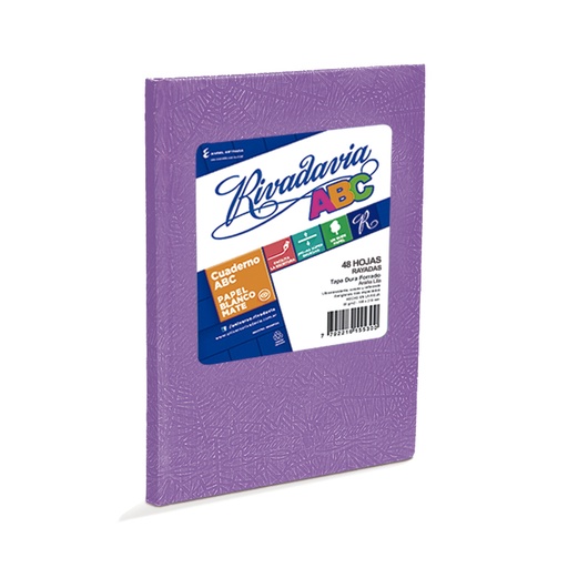 [ABC1923LI48R] Cuaderno Araña Rivadavia ABC tapa dura lila, 19 x 23cm. 48 hojas rayadas