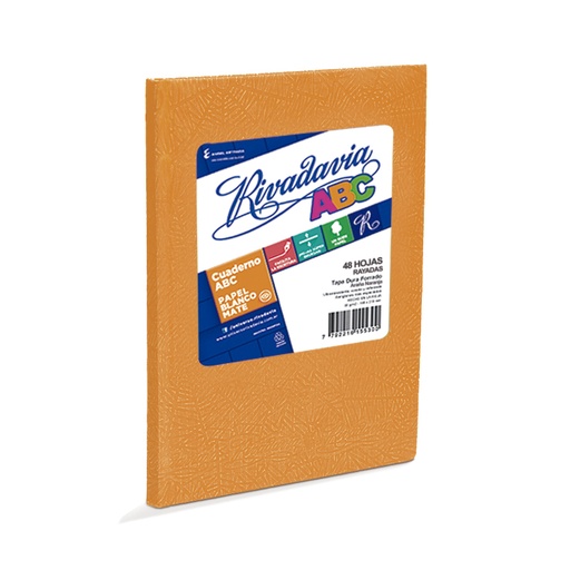 [ABC1923NA48R] Cuaderno Rivadavia ABC  naranja, 19x23cm. 48 hojas rayadas
