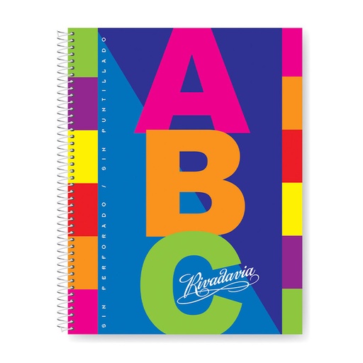 [ABC2127100RA] Cuaderno Rivadavia ABC espiralado tapa cartón, 21x27cm. 100 hojas rayadas