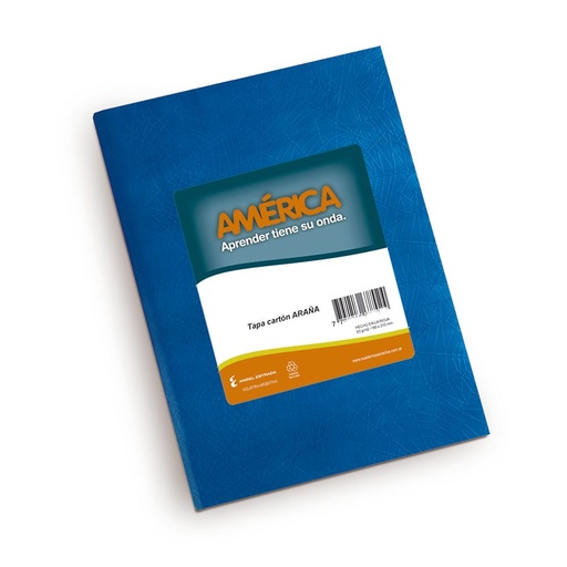 [AMERAZUL82RA] Cuaderno Araña América tapa dura azul, 16 x 21cm. 82 hojas rayadas