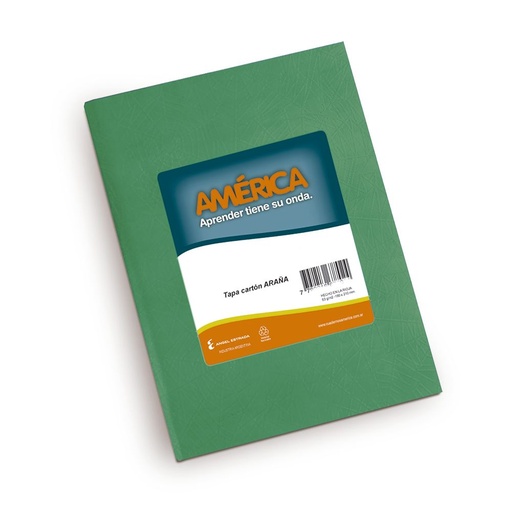 [AMERVERD82RA] Cuaderno América Araña verde, 16x21cm. 82 hojas rayadas