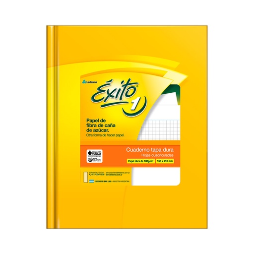 [EXITO1TC100C] Cuaderno Éxito E1 Ecológico tapa cartón, 16x21cm. 100 hojas cuadriculadas