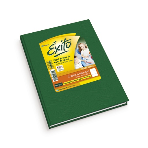 [EXITO1VER48C] Cuaderno Araña Éxito tapa dura verde, 16 x 21cm. 48 hojas cuadriculadas
