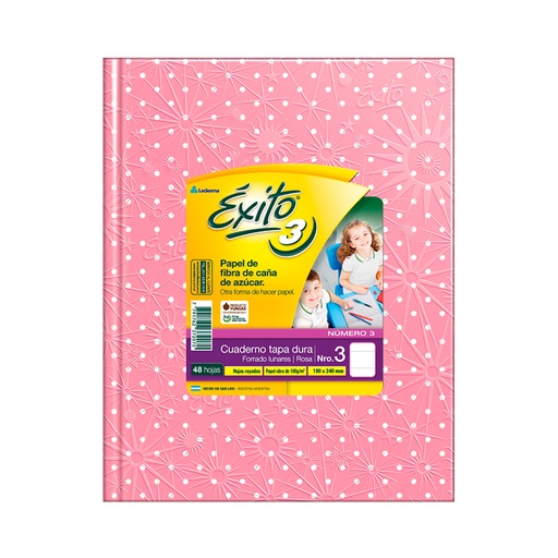 [EXITO3LUNROS] Cuaderno Éxito E3 Lunares rosa, 19x24cm. 48 hojas rayadas
