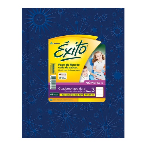 [EXITO3UAZ48R] Cuaderno Éxito Universo tapa de cartón azul, 19 x 23cm. 48 hojas rayadas