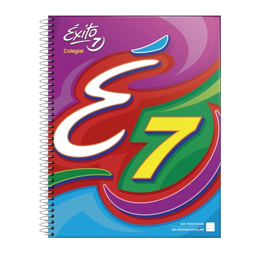 [EXITO7TC100R] Cuaderno Éxito E7 espiralado Colegial tapa cartón, 21x27cm. 100 hojas rayadas