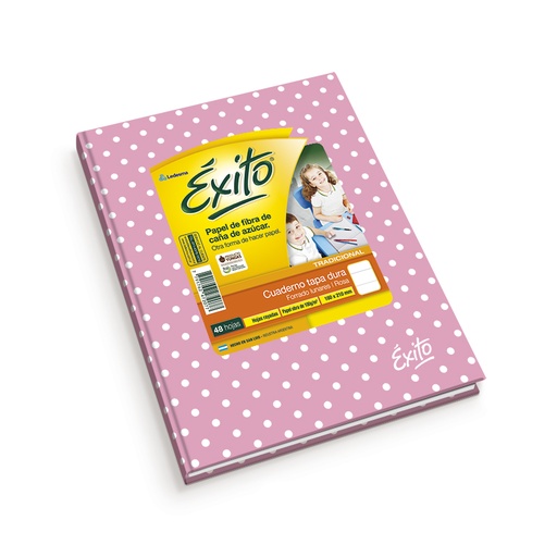 [EXTO1LUNROS] Cuaderno Lunares Éxito tapa dura rosa, 16 x 21cm. 48 hojas rayadas