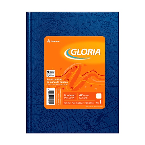 [GLORIAAZU72R] Cuaderno Araña Gloria tapa dura azul, 16 x 21cm. 42 hojas rayadas