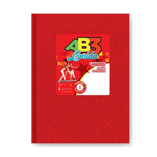 [LAPAB3ROJ50R] Cuaderno Laprida AB3 Araña rojo, 19 x 23cm. 50 hojas rayadas
