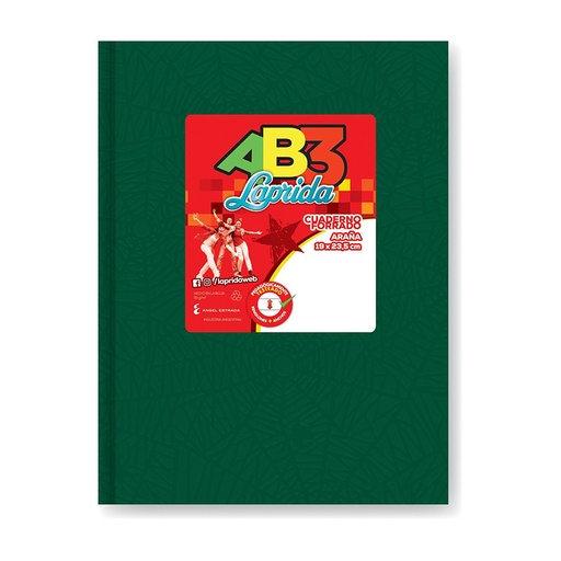 [LAPAB3VER50R] Cuaderno Araña Laprida AB3 tapa de cartón verde, 19 x 23cm. 50 hojas rayadas