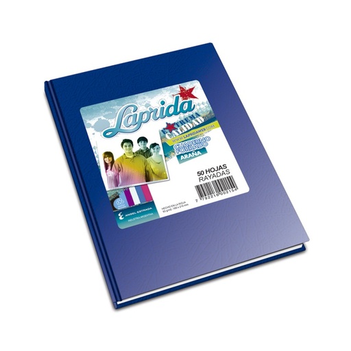 [LAPRIDAAZ50R] Cuaderno Araña Laprida, tapa dura azul, 16 x 21cm. 50hojas rayadas