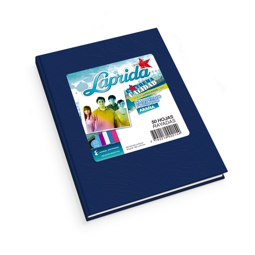 [LAPRIDAAZ98R] Cuaderno Araña Laprida tapa dura azul, 16 x 21cm. 50 hojas rayadas