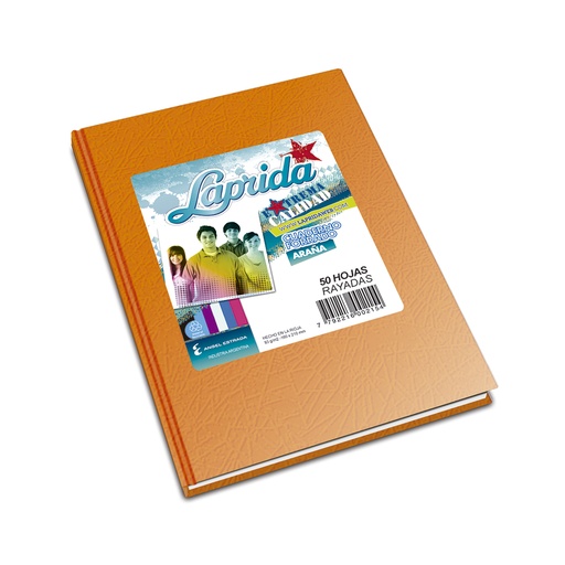 [LAPRIDANA50R] Cuaderno Araña Laprida tapa dura naranja, 16 x 21cm. 50 hojas rayadas