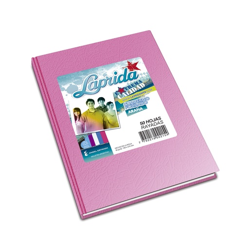 [LAPRIDARS50R] Cuaderno Araña Laprida tapa dura rosa, 16 x 21cm. 50 hojas rayadas