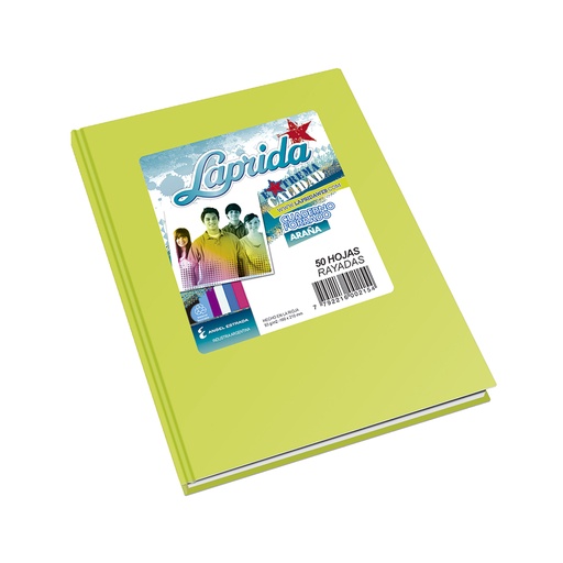 [LAPRIDAVM50R] Cuaderno Araña Laprida tapa dura verde manzana, 16 x 21cm. 50 hojas rayadas