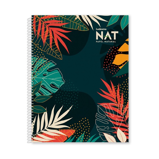 [NAT212780CD] Cuaderno espiralado Ledesma NAT tapa de cartón, 21 x 27cm. 80 hojas cuadriculadas natural