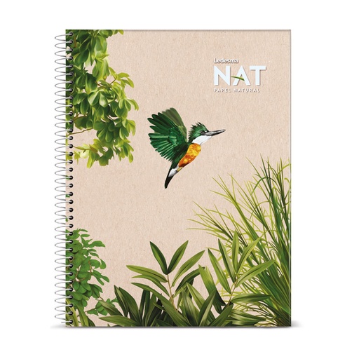 [NAT29784CU] Cuaderno espiralado NAT tapa flexible, 22 x 29cm. 70 hojas cuadriculadas
