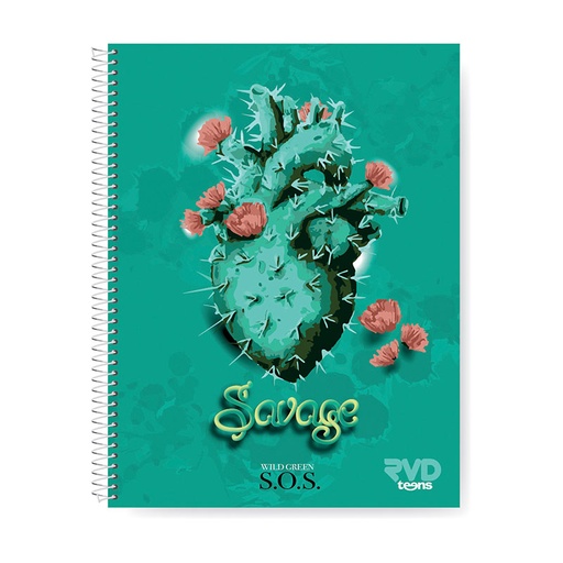 [RIVTFRVDLOVE] Cuaderno espiralado Rivadavia Teens Love Nature tapa flexible, 22 x 29cm. 150 hojas cuadriculadas