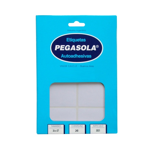 [PEGASOL36X53] Etiquetas Pegasola 3.6 x 5.7cm. caja de 240 etiquetas