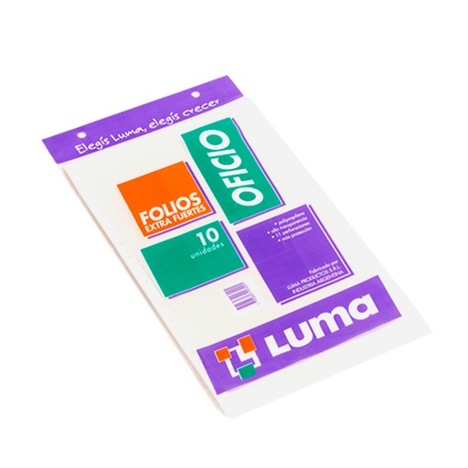 [LUMAEXFOFX10] Folios Oficio PPP Luma 70 micrones pack x 10