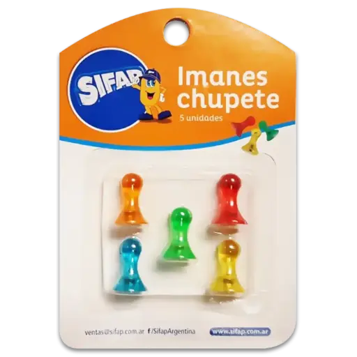 [SIFAPIMANX5] Imanes Sifap plásticos, Chupete colores surtidos, blister de 5 unidades