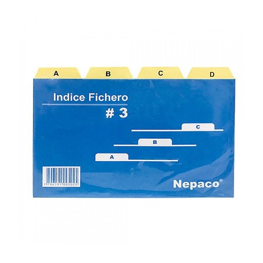 [INDICEFICH3] Indice fichero Nepaco de cartulina Nª3