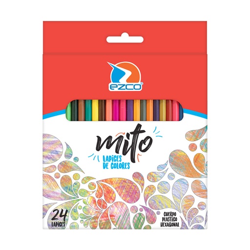 [MITOPINT24L] Lápices de colores Ezco Mito largos, caja de 24 colores