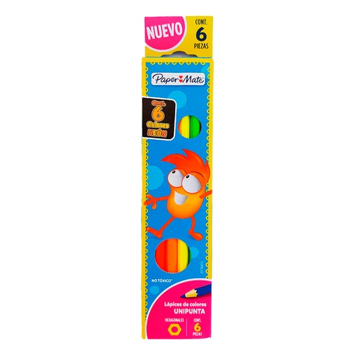 [PAPERPINNEO6] Lápices de colores Paper Mate Neón largos, de 6 colores