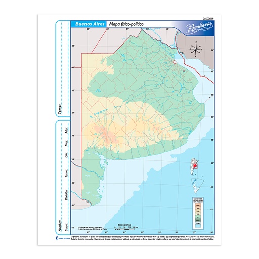 [RIVMAPBSAFP3] Mapa Buenos Aires político Rivadavia N°3, block de 40 mapas