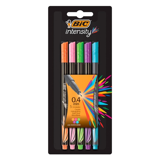 [BICMICFIBX5] Microfibra de punta ultra fina Bic Intensity Fashion, blister de 5 colores